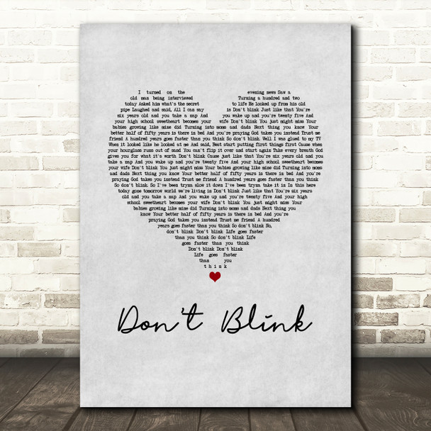 Kenny Chesney Don't Blink Grey Heart Song Lyric Music Art Print