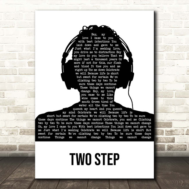 Dave Matthews Band Two Step Black & White Man Headphones Song Lyric Print