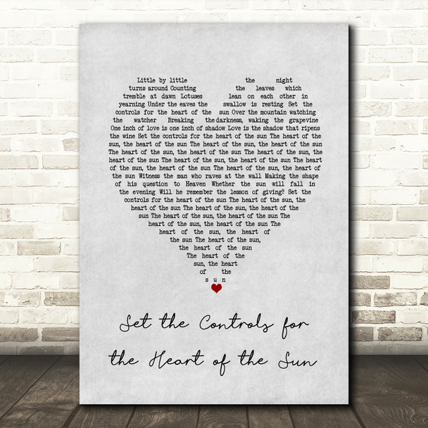 Pink Floyd Set the Controls for the Heart of the Sun Grey Heart Song Lyric Music Art Print