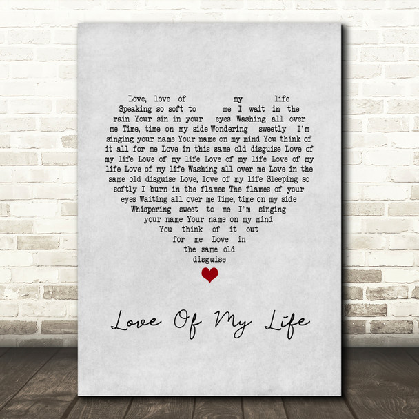 Richard Hawley Love Of My Life Grey Heart Song Lyric Music Art Print