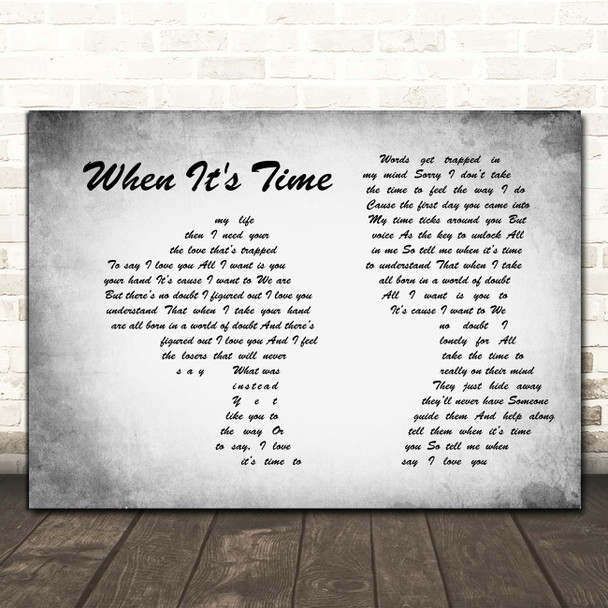 Green Day When It's Time Man Lady Couple Grey Song Lyric Print