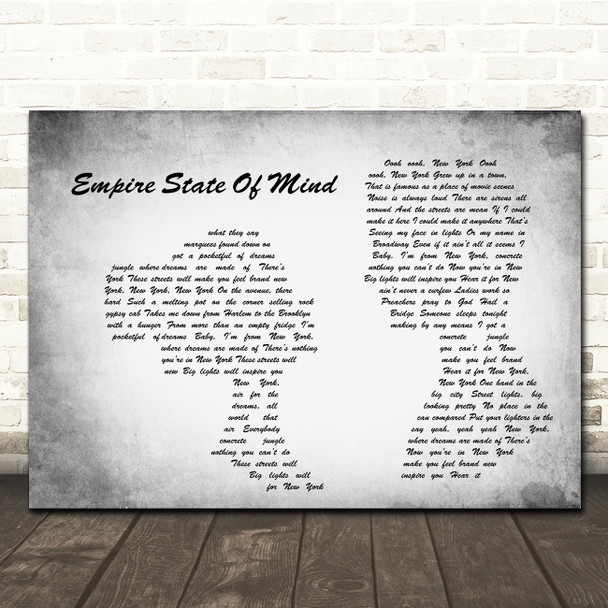 Alicia Keys Empire State Of Mind Man Lady Couple Grey Song Lyric Quote Music Print