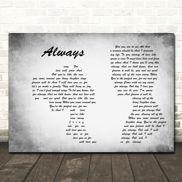 Atlantic Starr Always Man Lady Couple Grey Song Lyric Quote Print