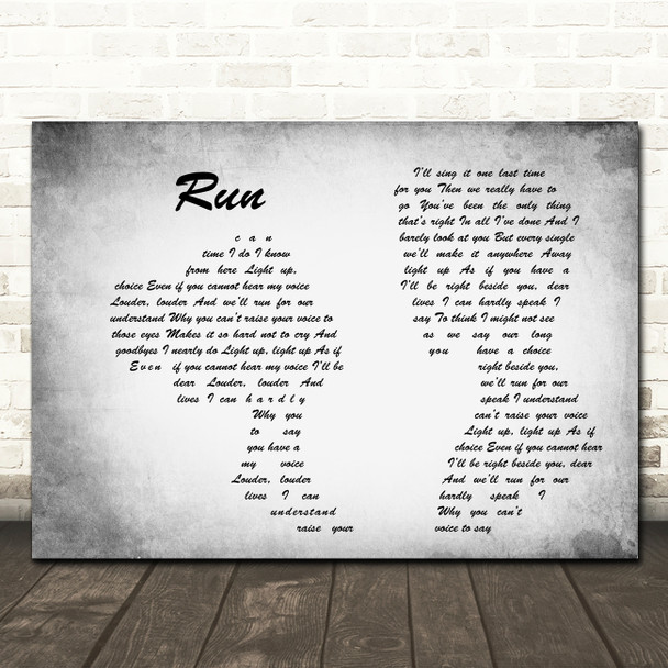 Leona Lewis Run Man Lady Couple Grey Song Lyric Quote Print