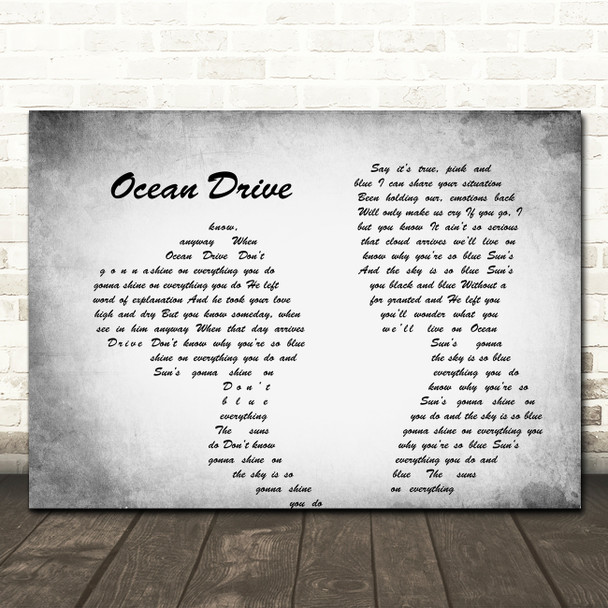Lighthouse Family Ocean Drive Man Lady Couple Grey Song Lyric Quote Print