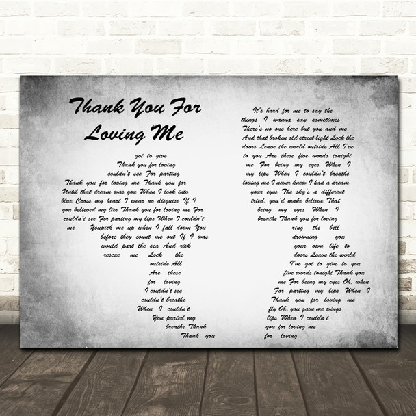 Bon Jovi Thank You For Loving Me Man Lady Couple Grey Song Lyric Quote Print