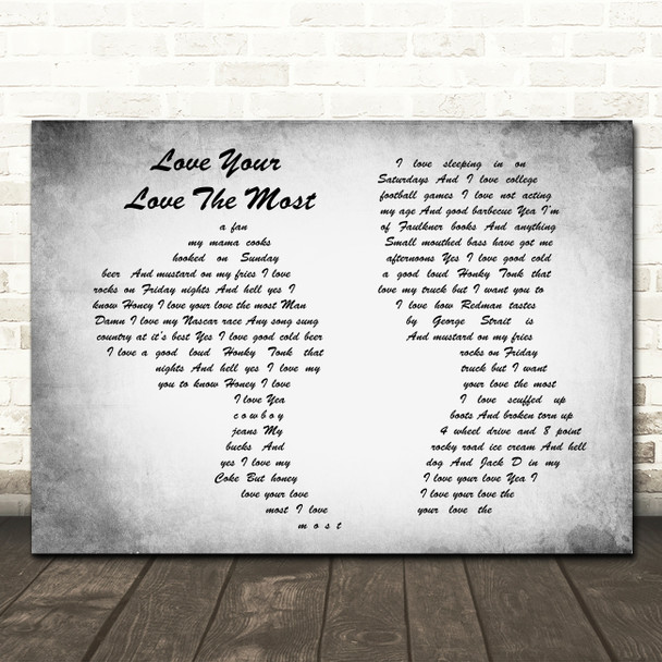 Eric Church Love Your Love The Most Man Lady Couple Grey Song Lyric Quote Print