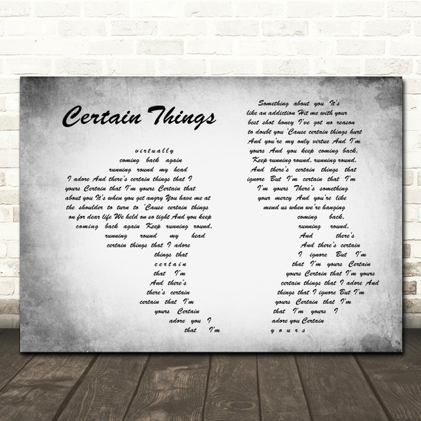 James Arthur Certain Things Man Lady Couple Grey Song Lyric Quote Print