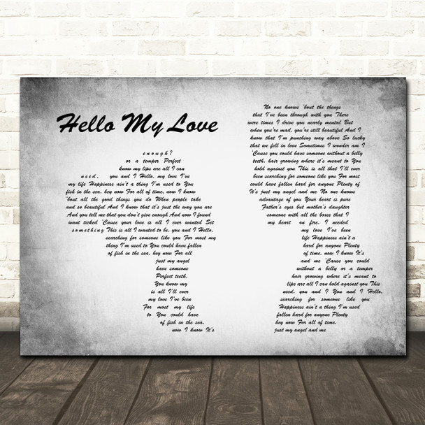 Westlife Hello My Love Man Lady Couple Grey Song Lyric Quote Print