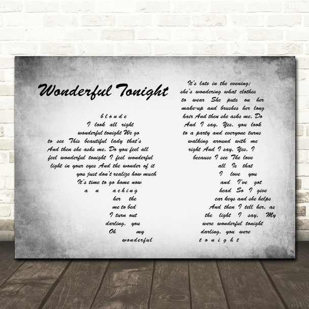 Eric Clapton Wonderful Tonight Man Lady Couple Grey Song Lyric Print