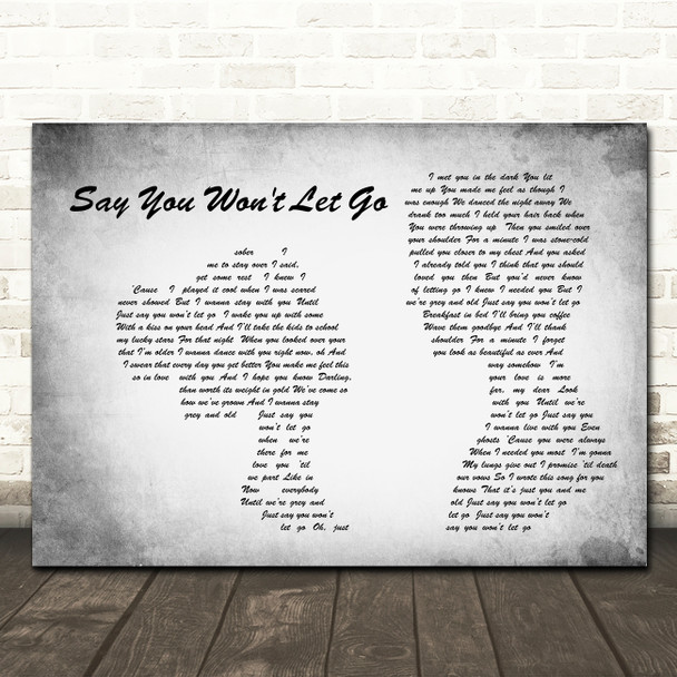 James Arthur Say You Won't Let Go Man Lady Couple Grey Song Lyric Quote Print