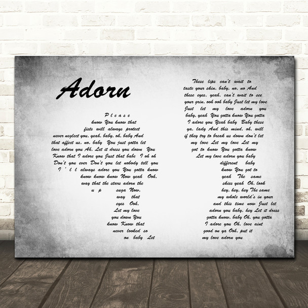 Miguel Adorn Man Lady Couple Grey Song Lyric Quote Print