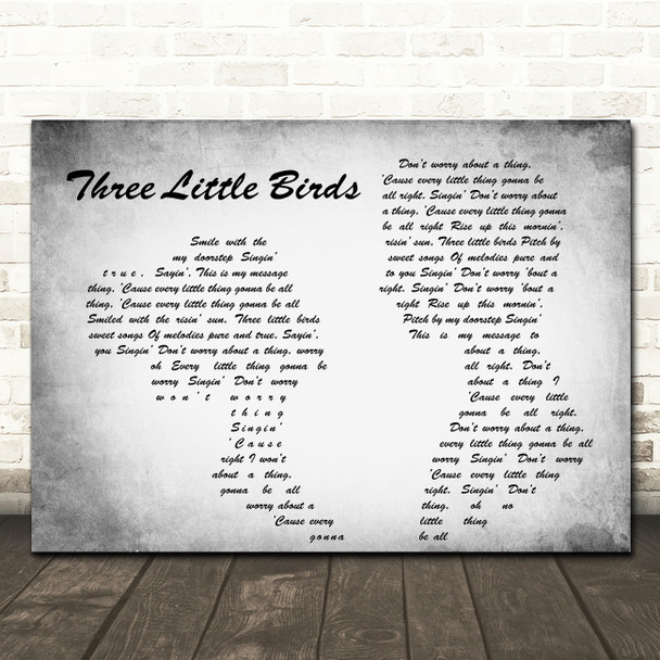 Bob Marley Three Little Birds Man Lady Couple Grey Song Lyric Quote Print