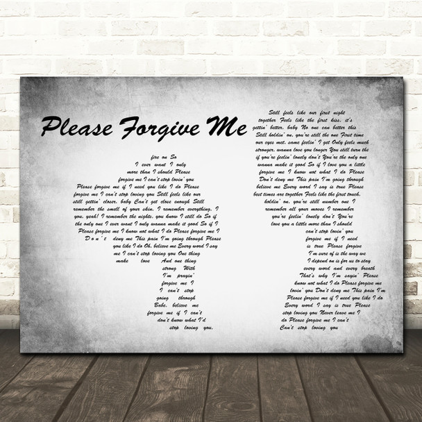 Bryan Adams Please Forgive Me Man Lady Couple Grey Song Lyric Print