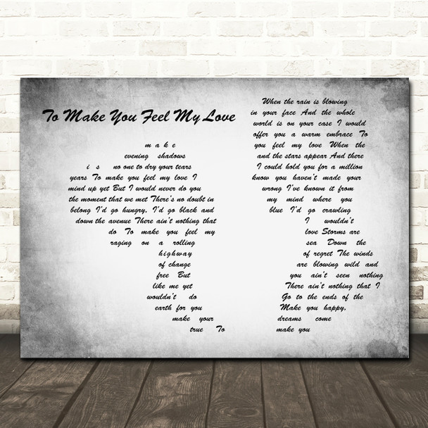 Garth Brooks To Make You Feel My Love Man Lady Couple Grey Song Lyric Print