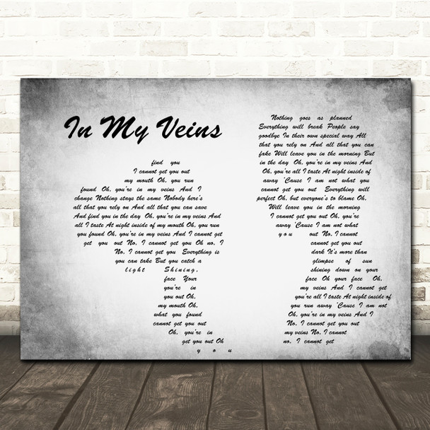 Andrew Belle In My Veins Man Lady Couple Grey Song Lyric Quote Print