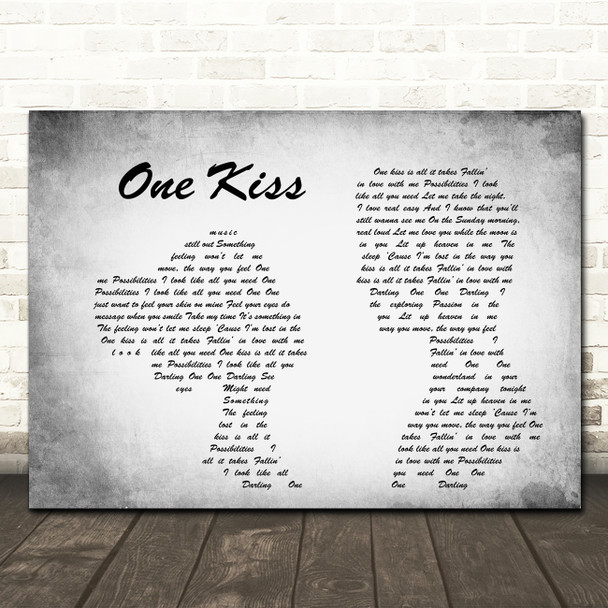 Calvin Harris & Dua Lipa One Kiss Man Lady Couple Grey Song Lyric Quote Print