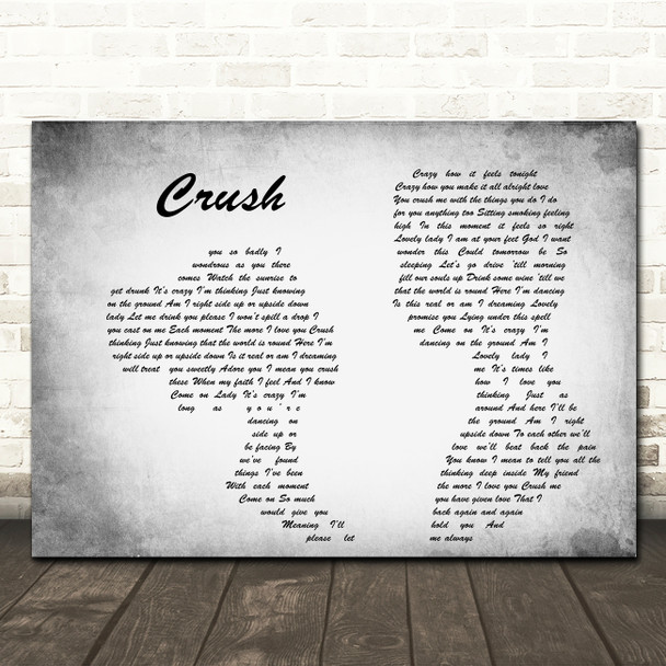 Dave Matthews Band Crush Man Lady Couple Grey Song Lyric Quote Print