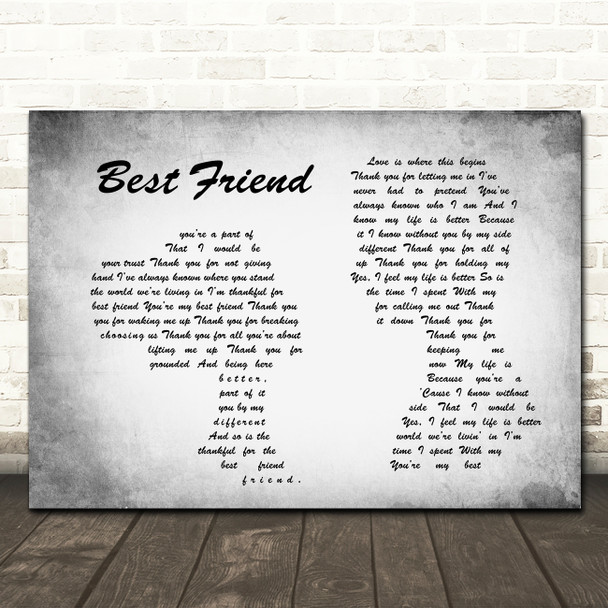 Jason Mraz Best Friend Man Lady Couple Grey Song Lyric Quote Print