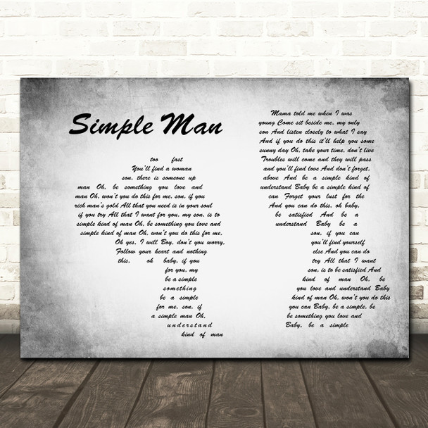 Lynyrd Skynyrd Simple Man Man Lady Couple Grey Song Lyric Quote Print