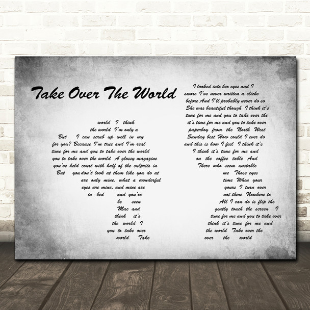 The Courteeners - Take Over The World Man Lady Couple Grey Song Lyric Print