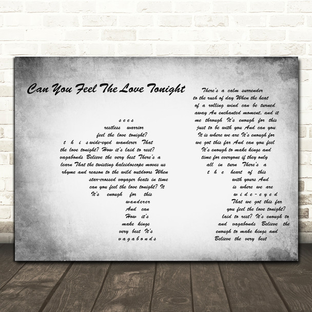 Elton John Can You Feel The Love Tonight Grey Man Lady Couple Song Lyric Print