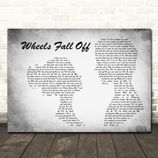 JellyRoll Wheels Fall Off Man Lady Couple Grey Song Lyric Music Art Print