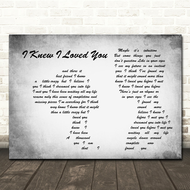 Savage Garden I Knew I Loved You Man Lady Couple Grey Song Lyric Music Art Print