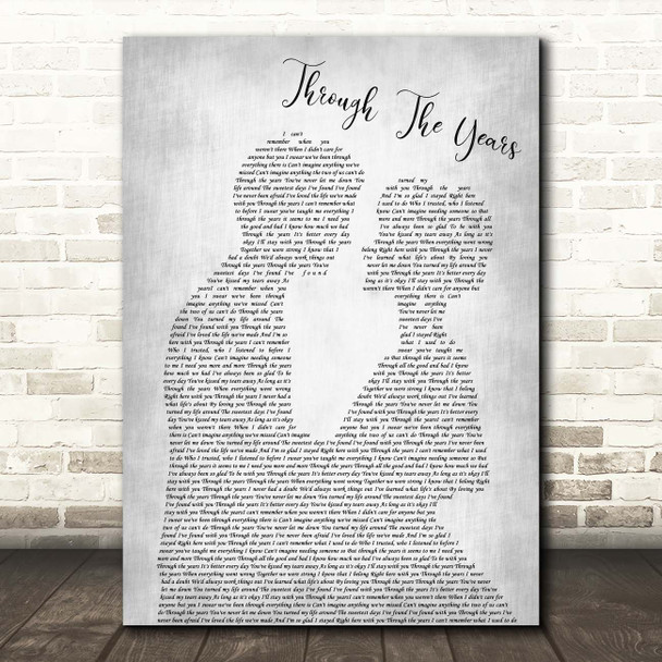 Kenny Rogers Through The Years Man Lady Bride Groom Wedding Grey Song Lyric Print
