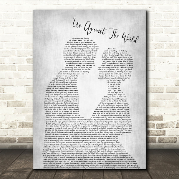 Coldplay Us Against The World Man Lady Bride Groom Wedding Grey Song Lyric Quote Music Print