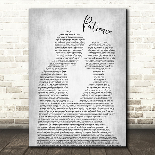 Guns N' Roses Patience Man Lady Bride Groom Wedding Grey Song Lyric Quote Music Print