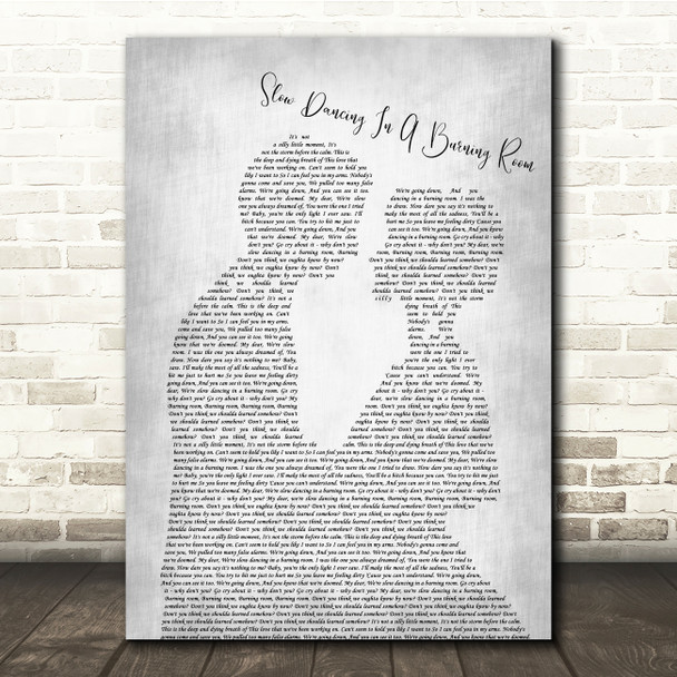 John Mayer Slow Dancing In A Burning Room Man Lady Bride Groom Wedding Grey Song Lyric Quote Music Print