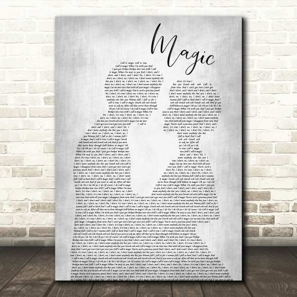 Coldplay Magic Man Lady Bride Groom Wedding Grey Song Lyric Quote Print
