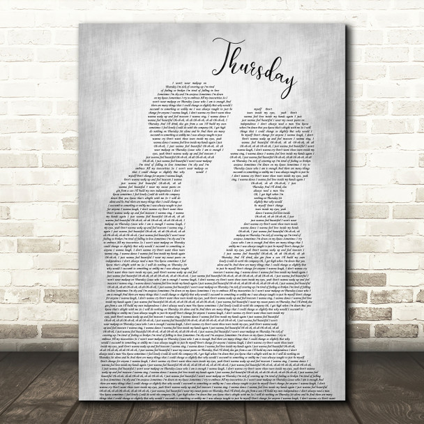 Jess Glynne Thursday Man Lady Bride Groom Wedding Grey Song Lyric Quote Print