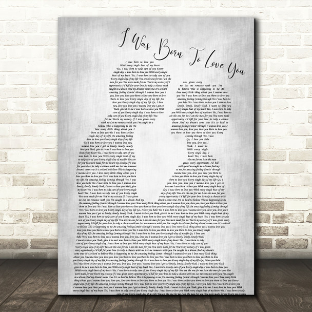 Queen I Was Born To Love You Man Lady Bride Groom Wedding Grey Song Lyric Print