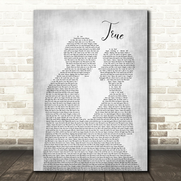Spandau Ballet True Man Lady Bride Groom Wedding Grey Song Lyric Quote Print