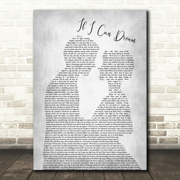 Elvis Presley If I Can Dream Man Lady Bride Groom Wedding Grey Song Lyric Print