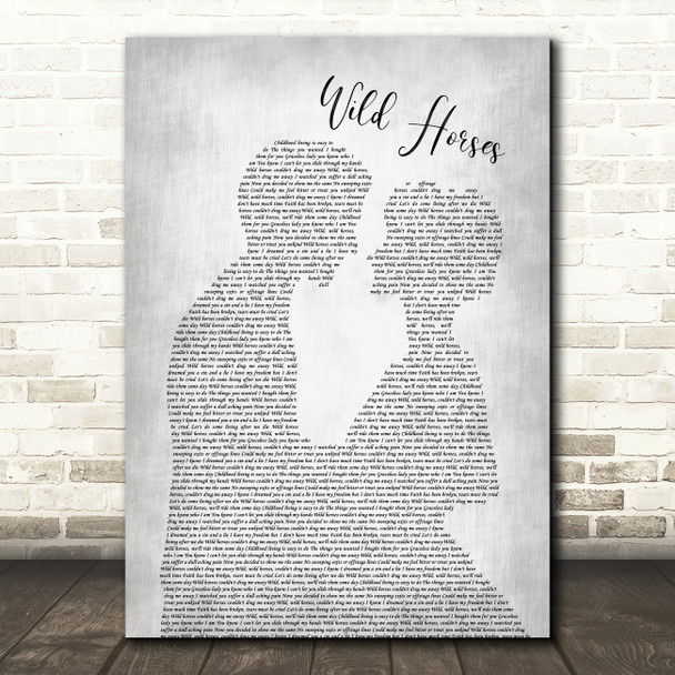 The Rolling Stones Wild Horses Man Lady Bride Groom Wedding Grey Song Print