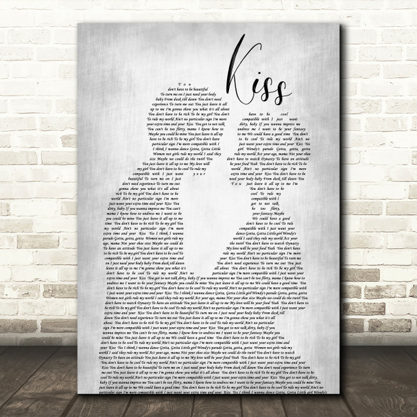 Prince Kiss Man Lady Bride Groom Wedding Grey Song Lyric Quote Print