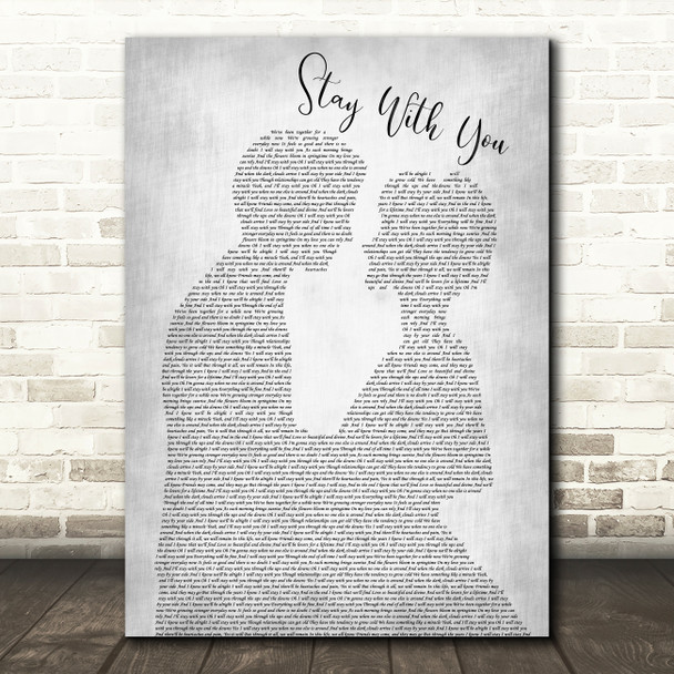 John Legend Stay With You Man Lady Bride Groom Wedding Grey Song Lyric Print