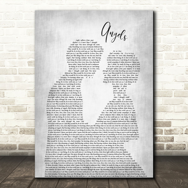 The xx Angels Man Lady Bride Groom Wedding Grey Song Lyric Print