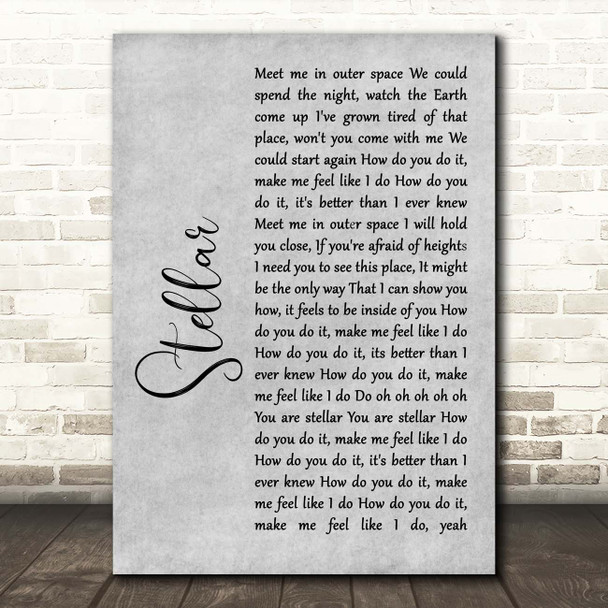 Incubus Stellar Grey Rustic Script Song Lyric Print