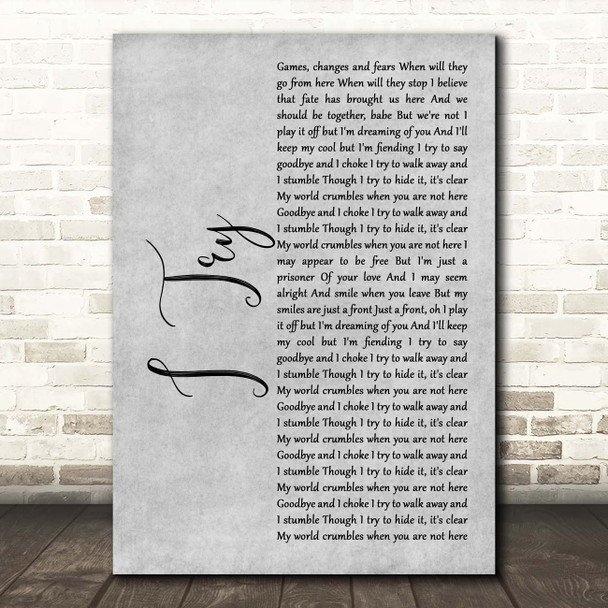Macy Gray I Try Grey Rustic Script Song Lyric Print
