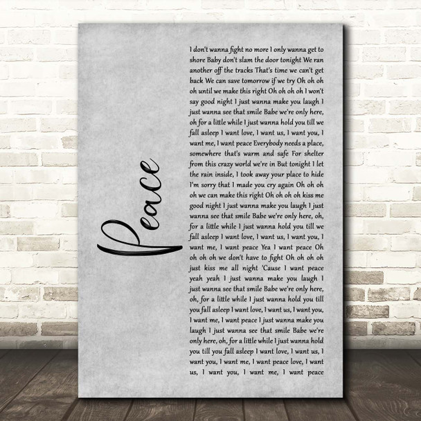 O.A.R. Peace Grey Rustic Script Song Lyric Print