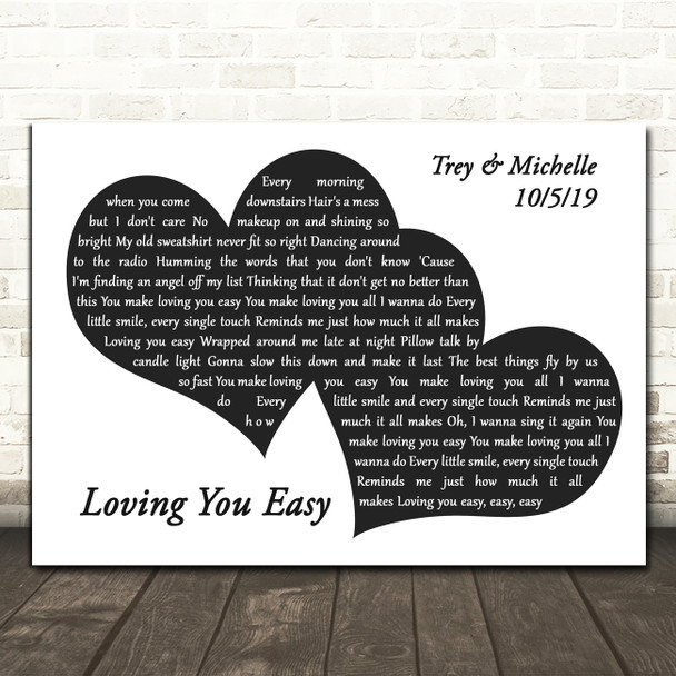 Zac Brown Band Loving You Easy Landscape Black & White Two Hearts Song Lyric Music Art Print