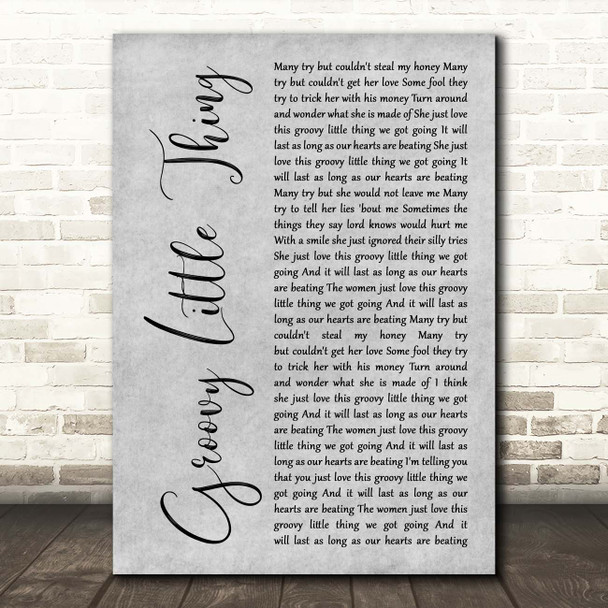 Beres Hammond Groovy Little Thing Grey Rustic Script Song Lyric Print