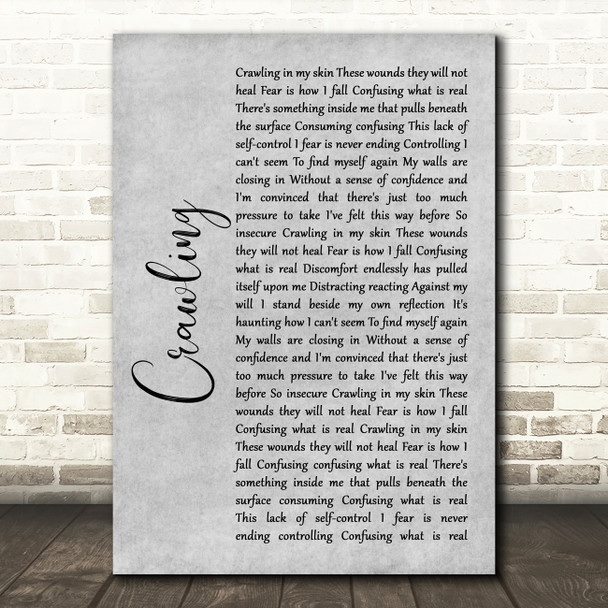 Linkin Park Crawling Grey Rustic Script Song Lyric Wall Art Print