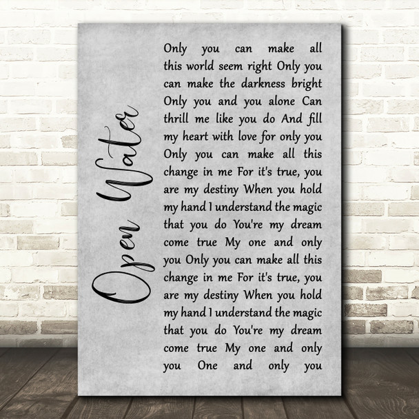 Blessthefall Open Water Grey Rustic Script Song Lyric Wall Art Print