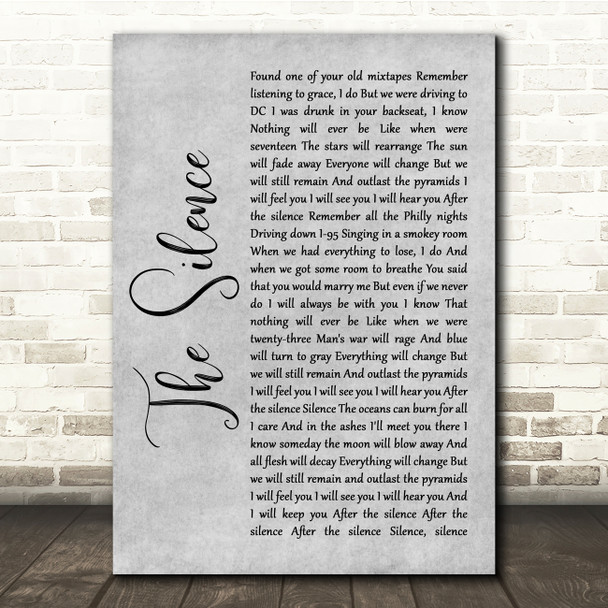 Halestorm The Silence Grey Rustic Script Song Lyric Quote Music Print