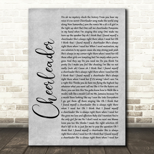 OMI Cheerleader Rustic Script Grey Song Lyric Quote Print